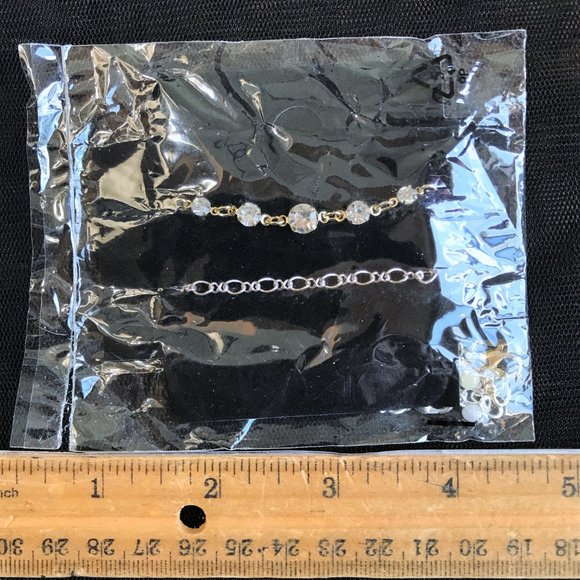 5 Pc NIP NWT New Necklace Bracelet Lot Silver Gold Tone SAQ Rhinestone Tassel - Picture 2 of 9